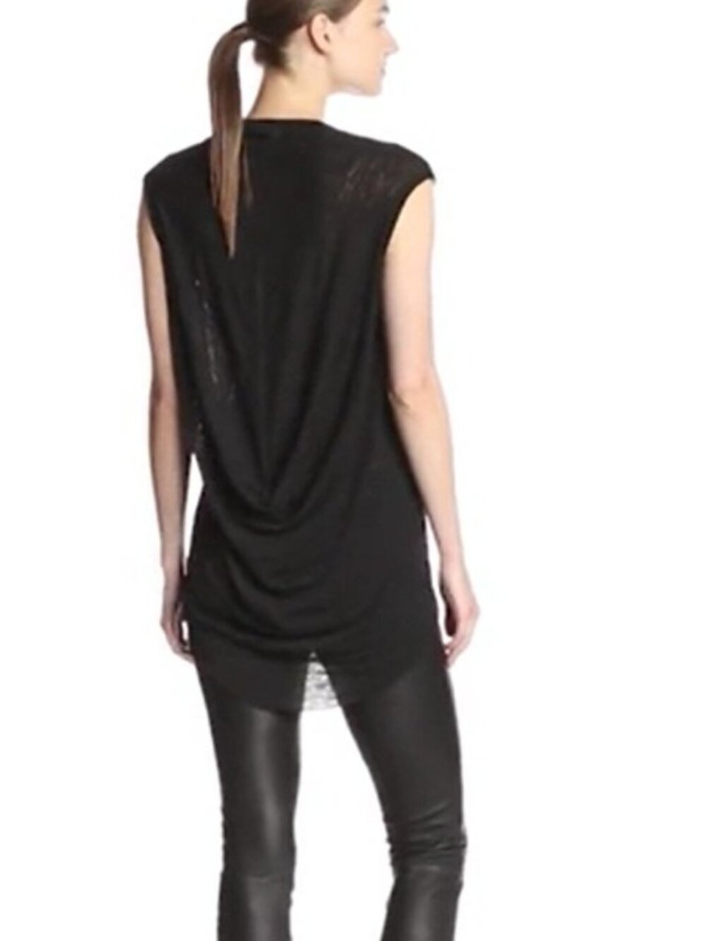 Helmut Lang Black Back Drape Muscle Tee